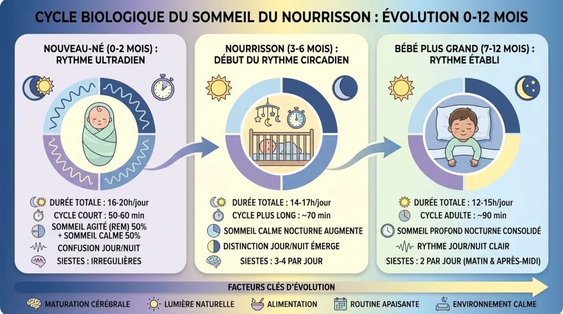 Portrait en gros plan d'un nouveau-né aux yeux grands ouverts.