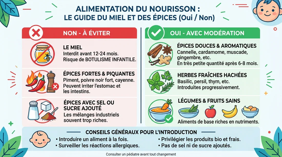 Infographie des précautions alimentaires bébé