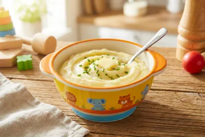 Miniature bol de purée coloré pour bébé