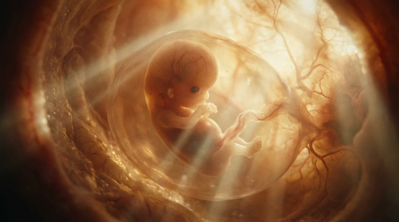 Embryon en développement précoce sous un éclairage cinématographique doux