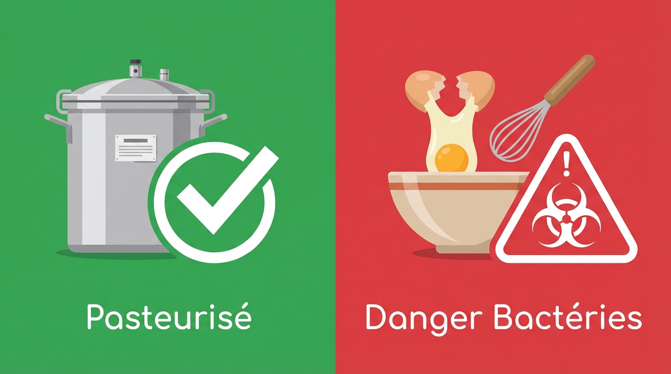 Sauce industrielle vs fait maison : les risques microbiologiques Comparaison entre les dangers des sauces maison aux œufs crus et la sécurité des sauces industrielles pasteurisées.