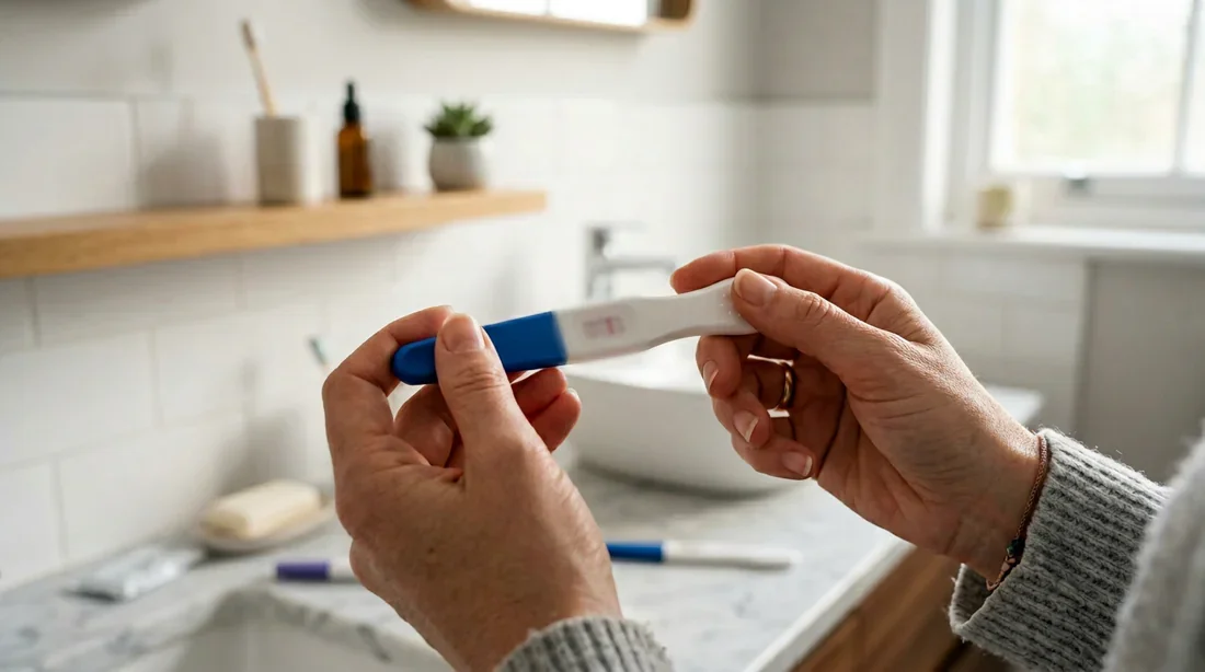 Gestion du stress face à un test invalide Personne attendant le résultat d'un test de grossesse avec inquiétude