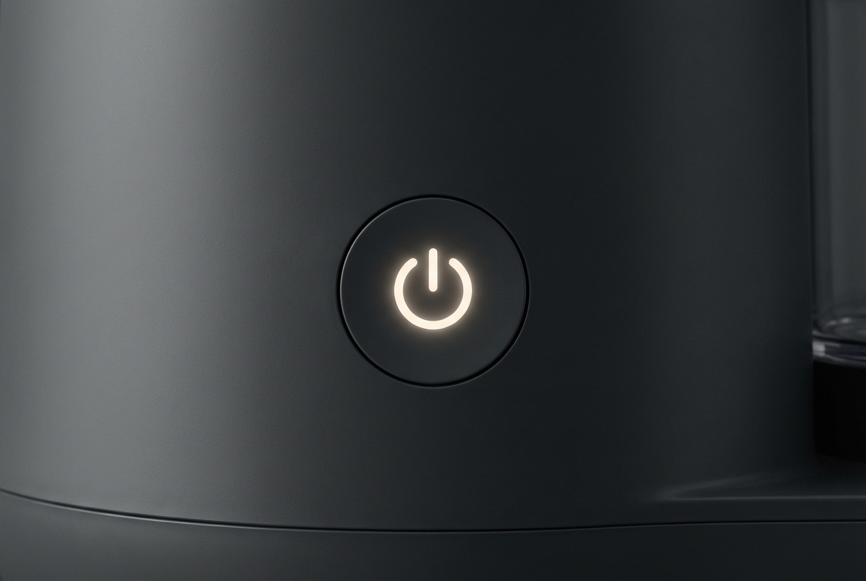 Gros plan sur l'interface de commande et le bouton d'un robot culinaire pour bébé