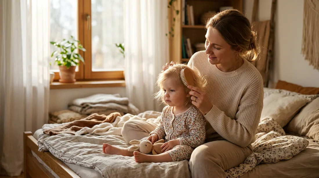 Schéma des produits recommandés pour les cheveux de bébé.